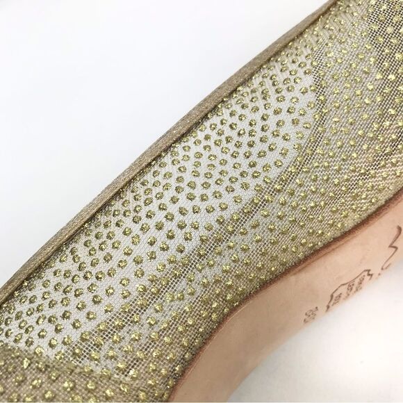 Nina Gold Glitter Sheer Side Square Toe Special Occasion Block Heel Shoes - Picture 11 of 15